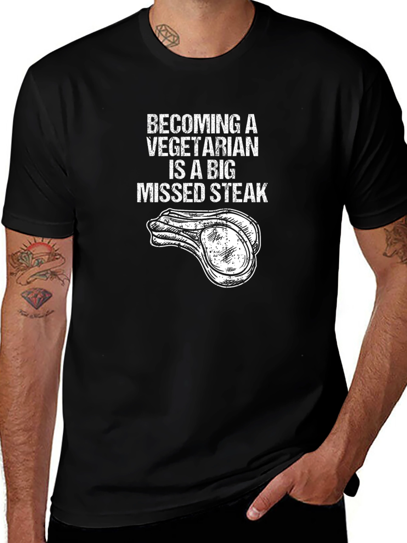 Missed Steak Graphic Tee - Funny Meat Lover Shirt