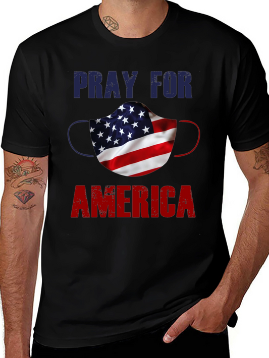 Pray For America T-Shirt Patriotic USA Flag Face Mask