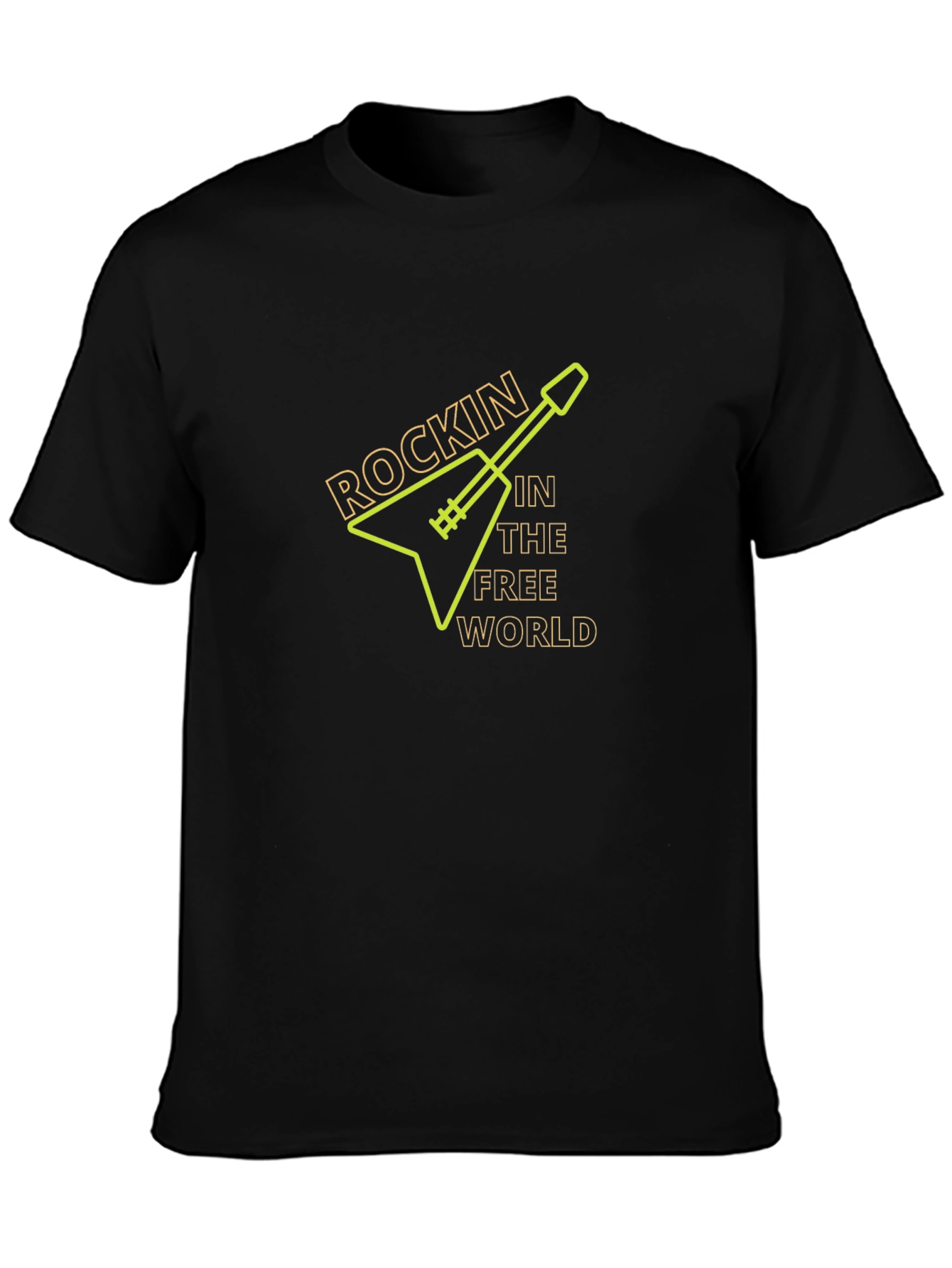 Rockin in the Free World Guitar Black T-Shirt