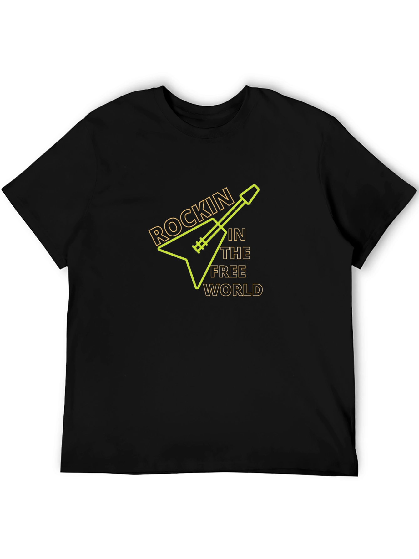 Rockin in the Free World Guitar Black T-Shirt