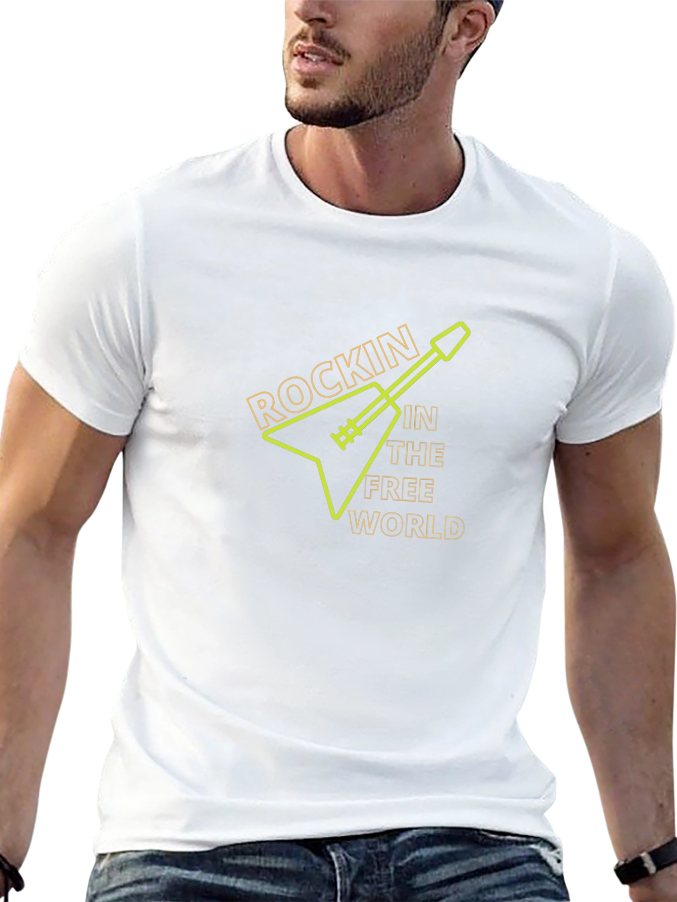 Rockin in the Free World Guitar Black T-Shirt