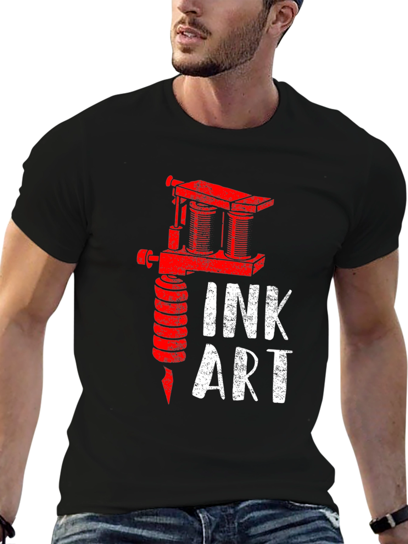Ink Art Tattoo Machine Graphic Tee - Black