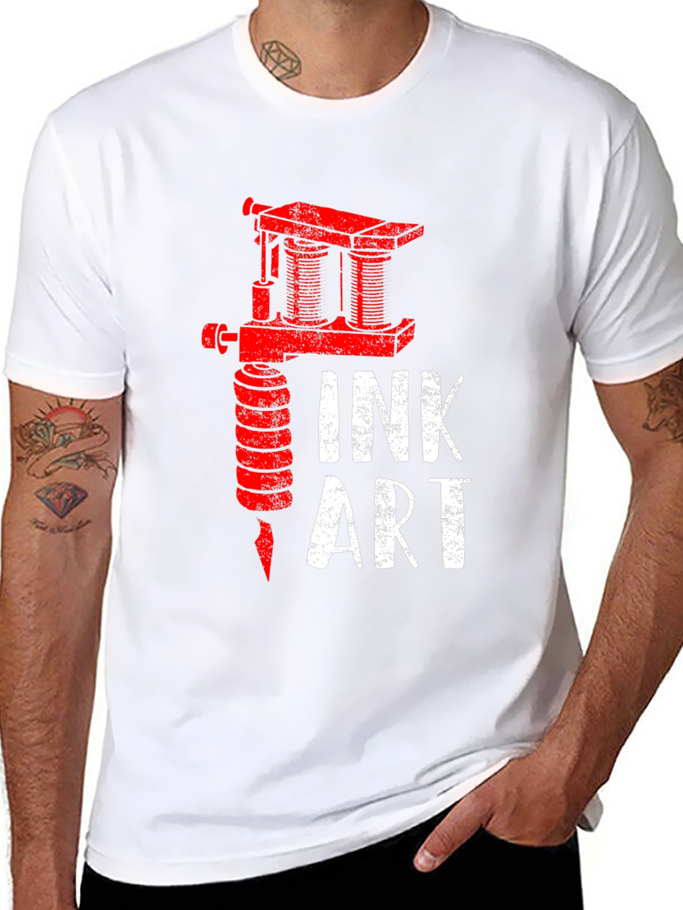 Ink Art Tattoo Machine Graphic Tee - Black