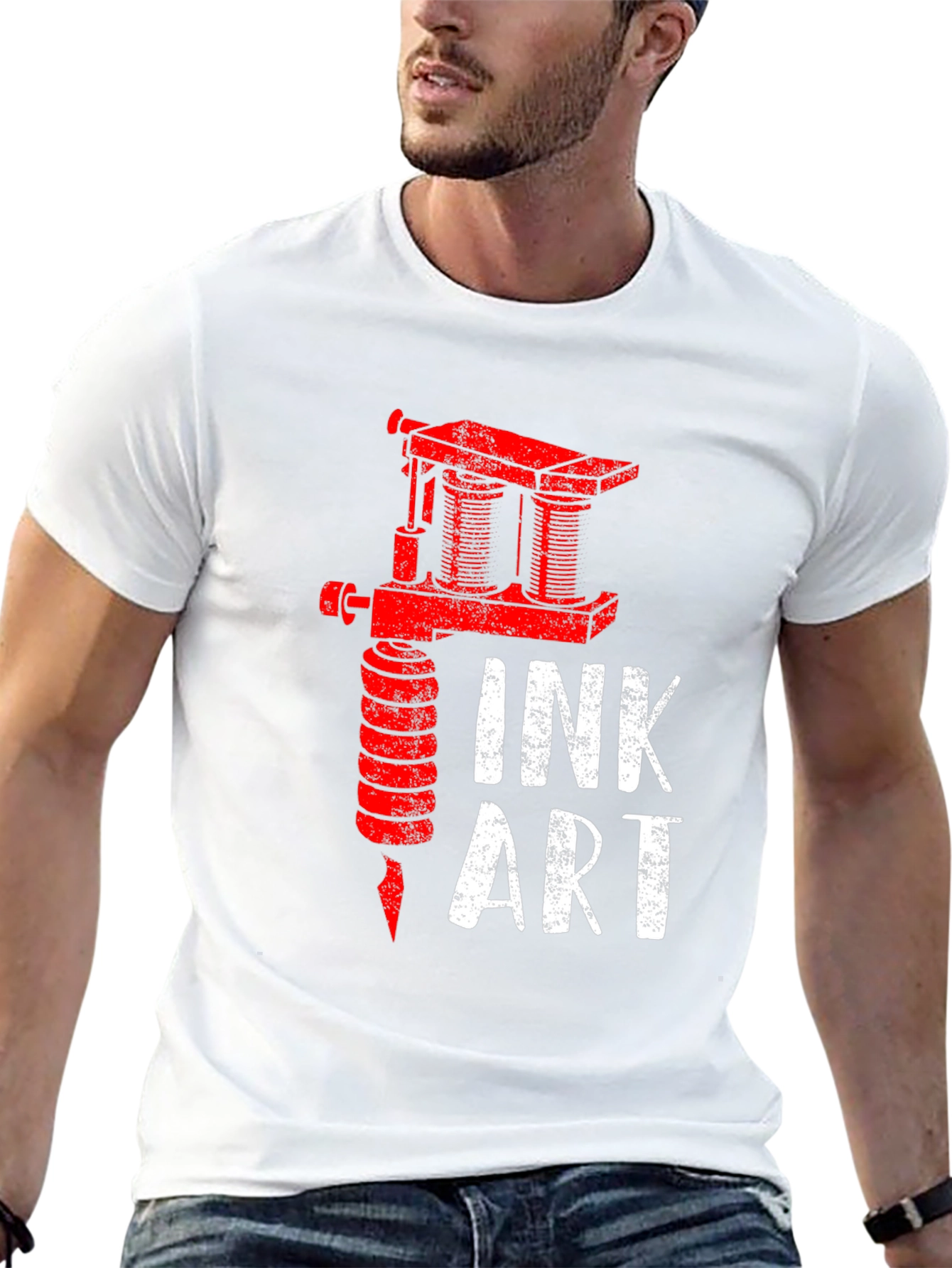 Ink Art Tattoo Machine Graphic Tee - Black
