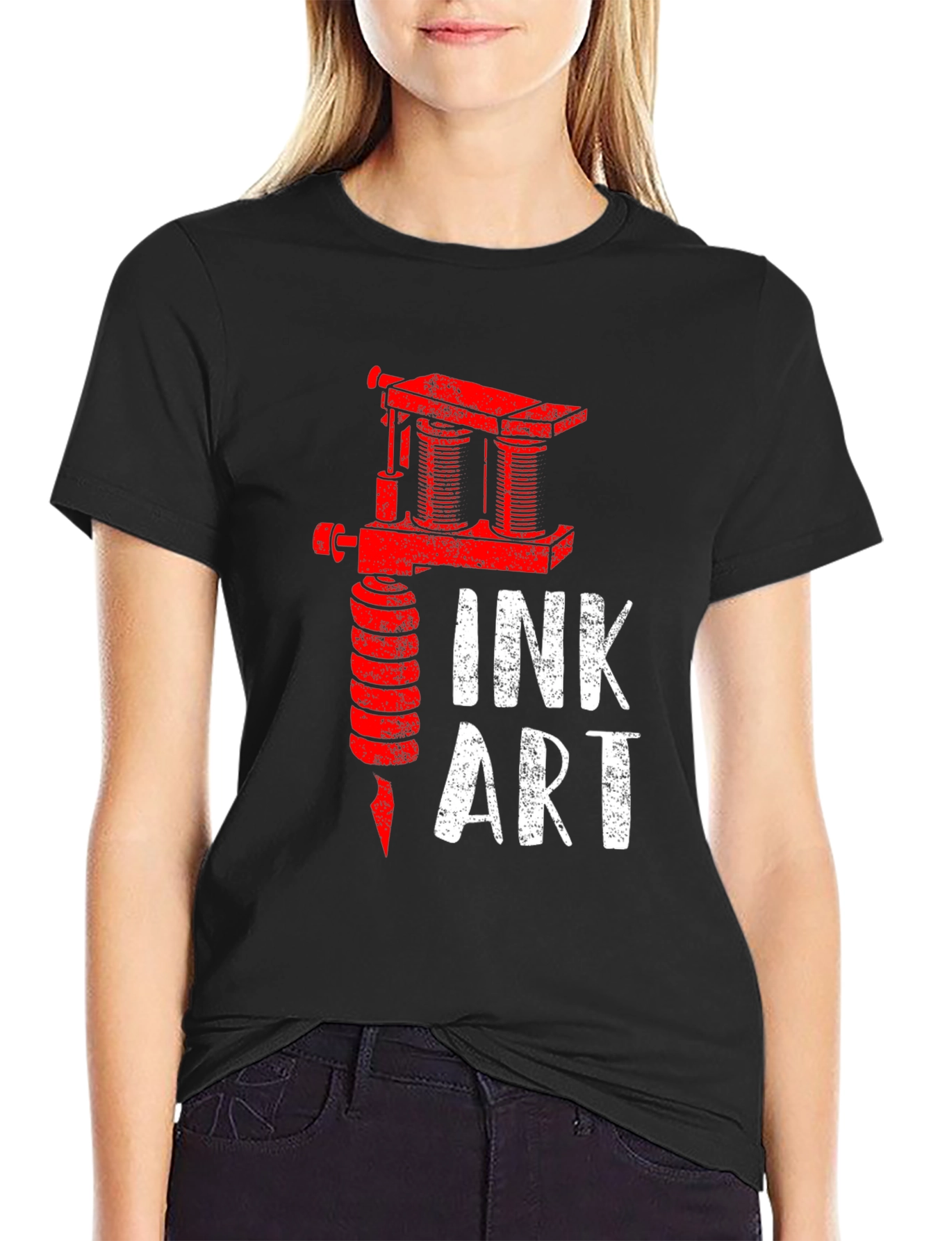 Ink Art Tattoo Machine Graphic Tee - Black
