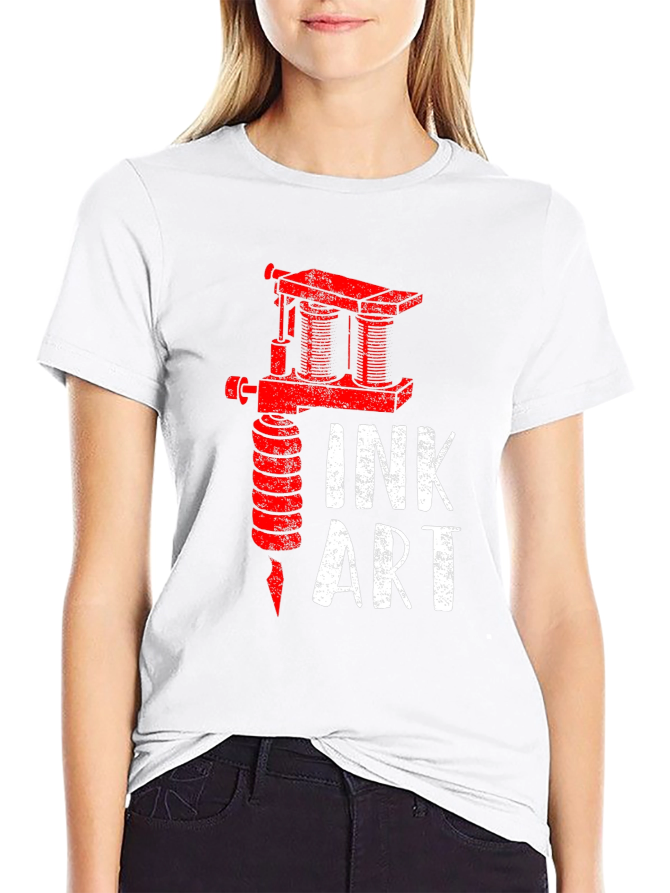 Ink Art Tattoo Machine Graphic Tee - Black
