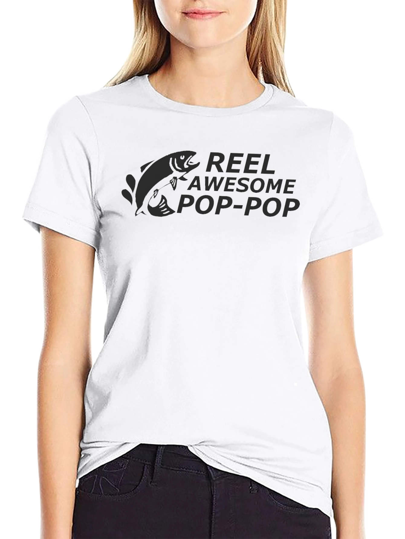 Reel Awesome Pop-Pop Black T-Shirt Fishing Gift