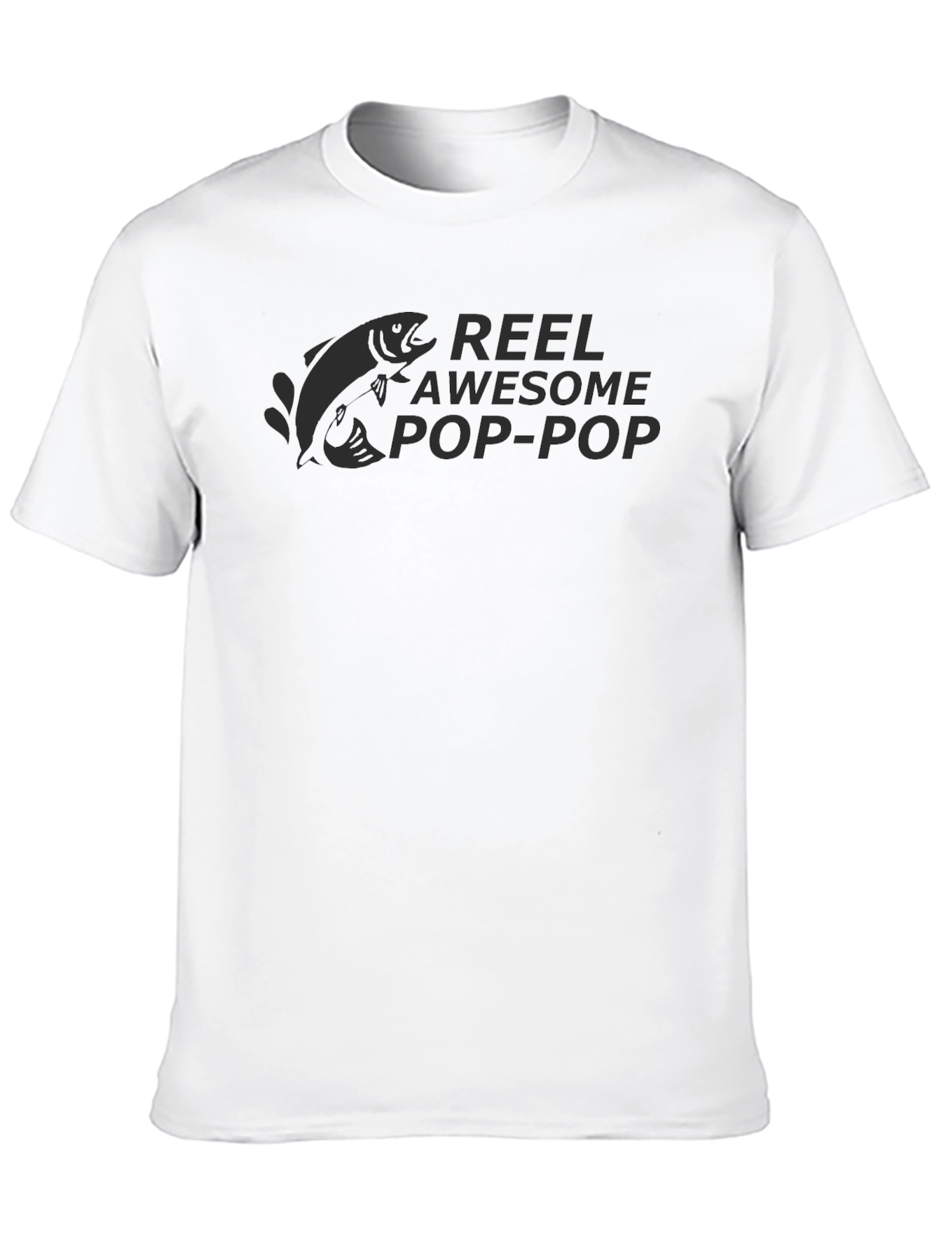 Reel Awesome Pop-Pop Black T-Shirt Fishing Gift