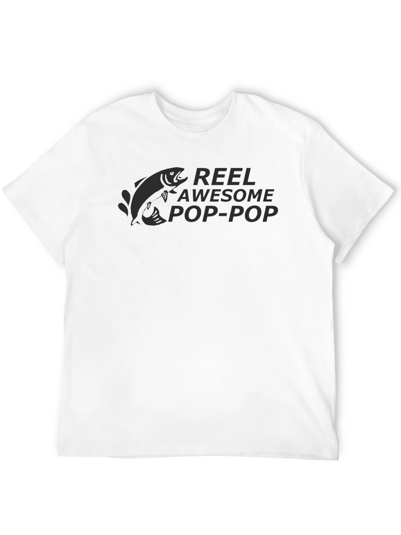 Reel Awesome Pop-Pop Black T-Shirt Fishing Gift