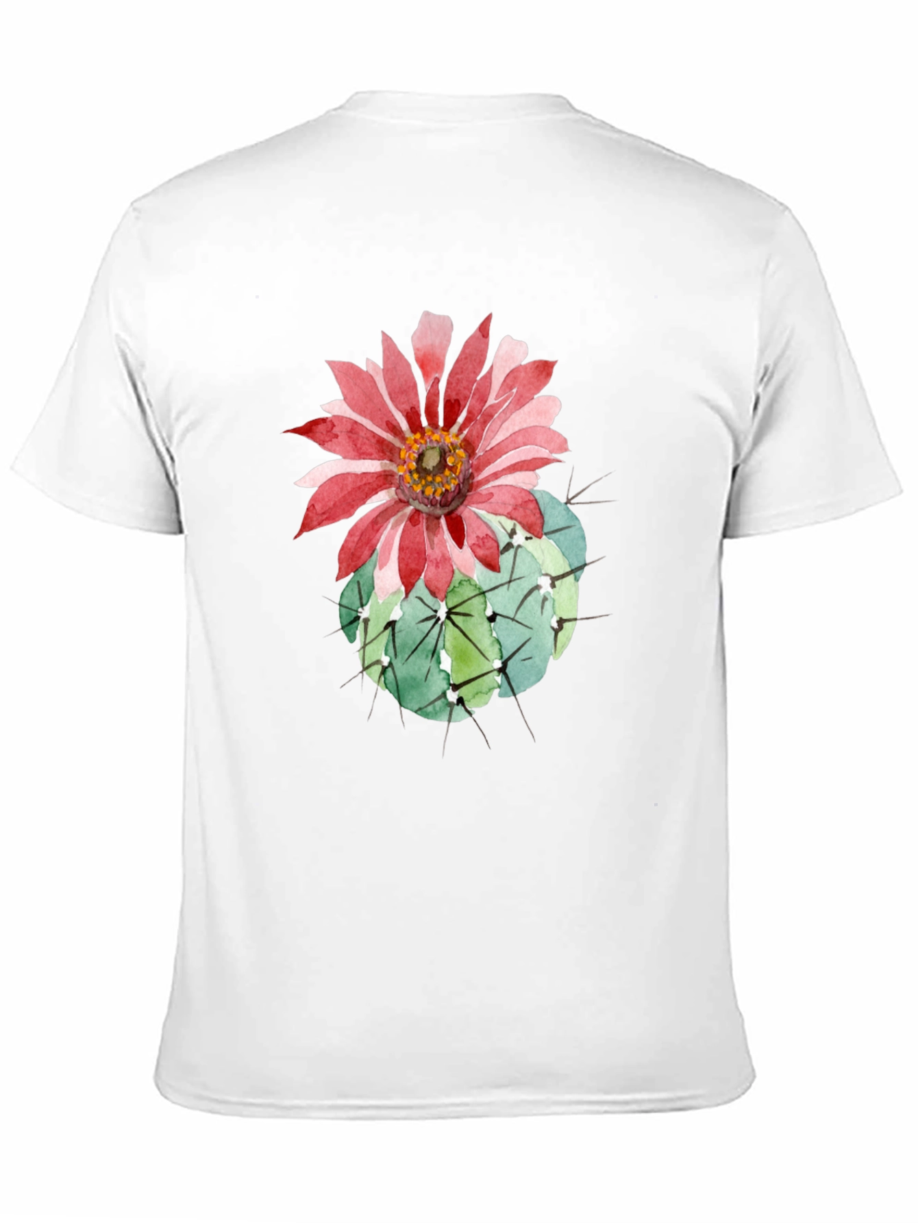 Cactus Flower Graphic Tee - Black Cotton T-Shirt