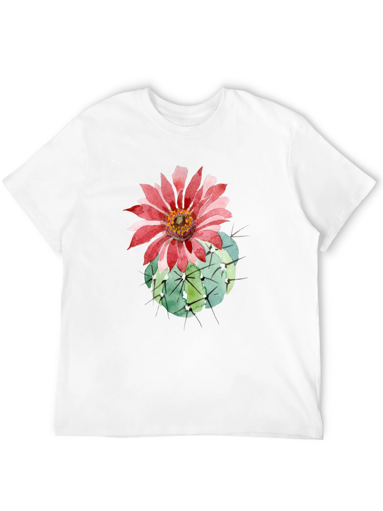 Cactus Flower Graphic Tee - Black Cotton T-Shirt