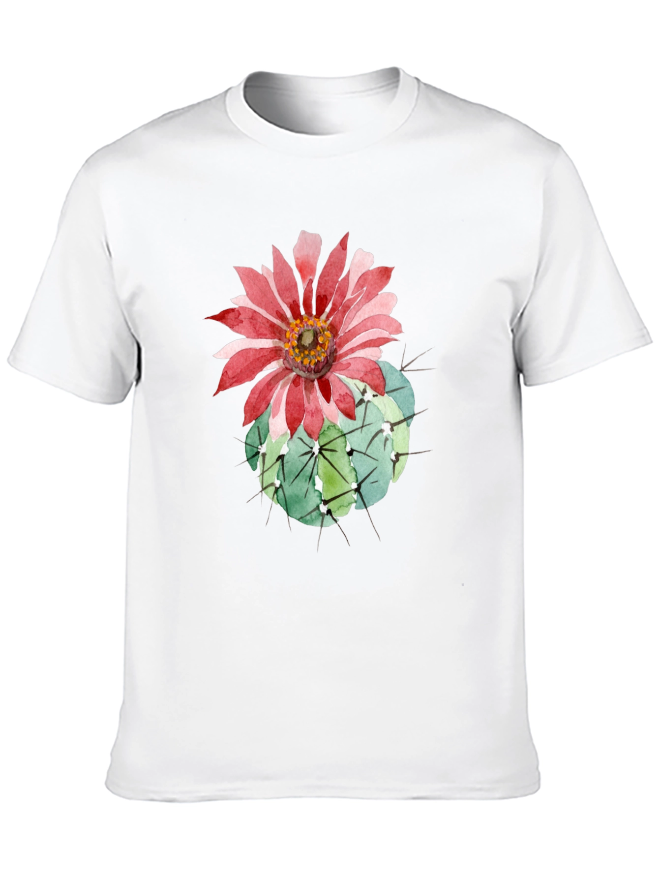 Cactus Flower Graphic Tee - Black Cotton T-Shirt
