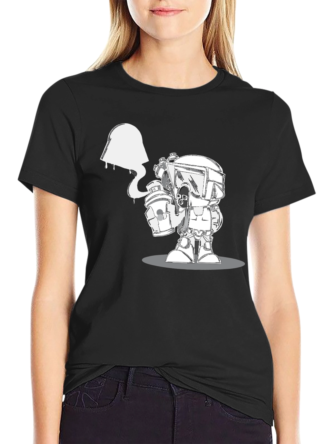 Unique Graphic Print Black Cotton Blend T-Shirt