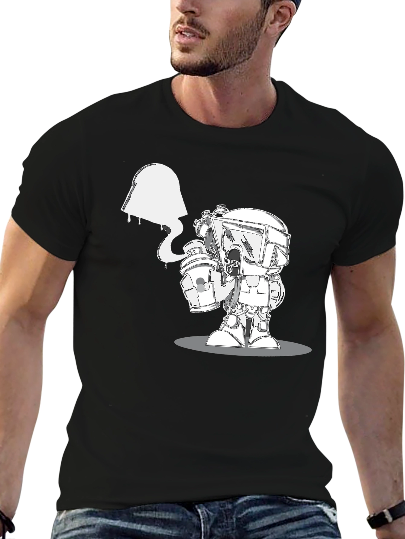 Unique Graphic Print Black Cotton Blend T-Shirt