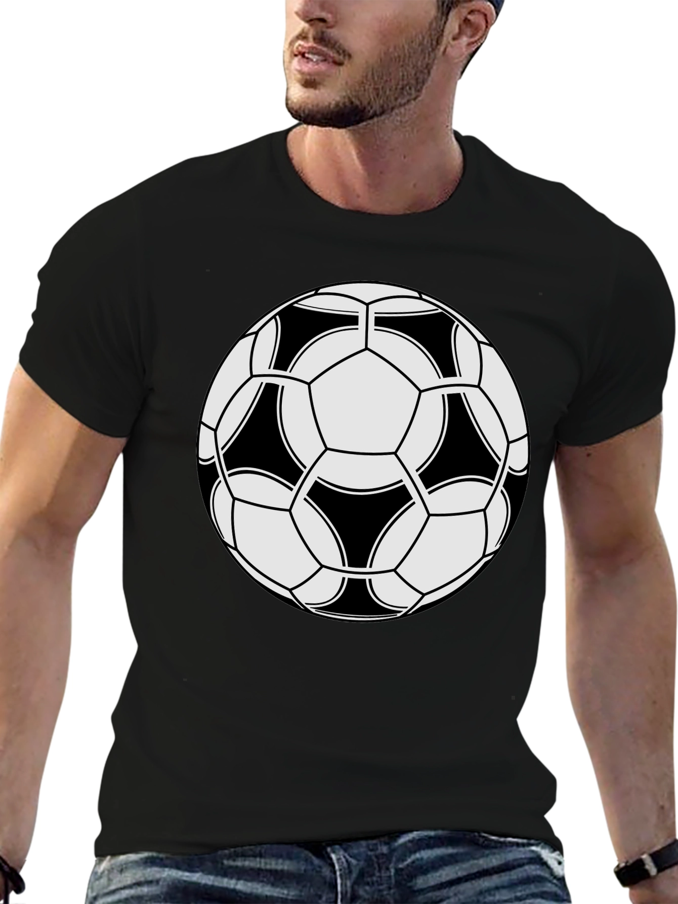 Soccer Ball Graphic Black T-Shirt