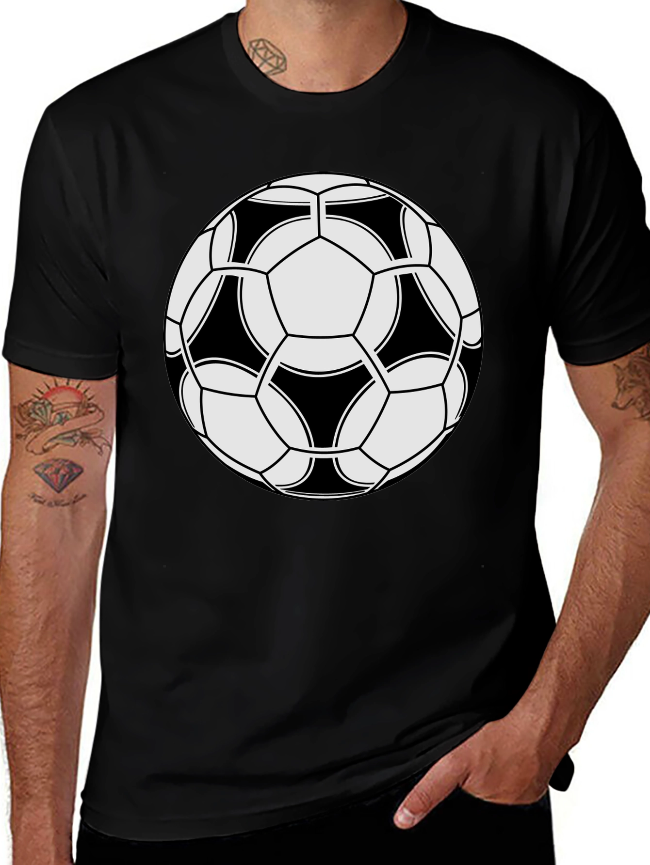 Soccer Ball Graphic Black T-Shirt