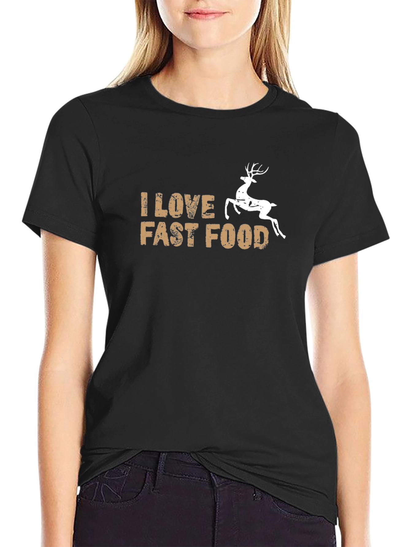 I Love Fast Food Deer Graphic T-Shirt