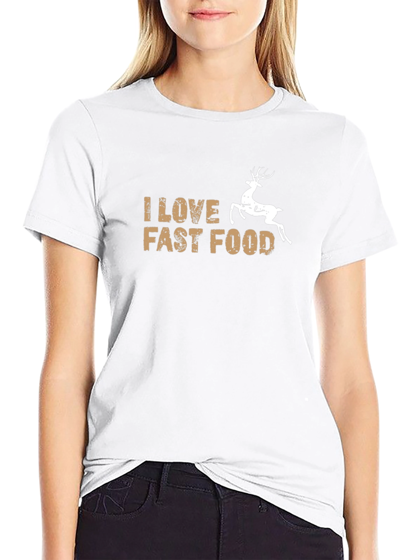 I Love Fast Food Deer Graphic T-Shirt