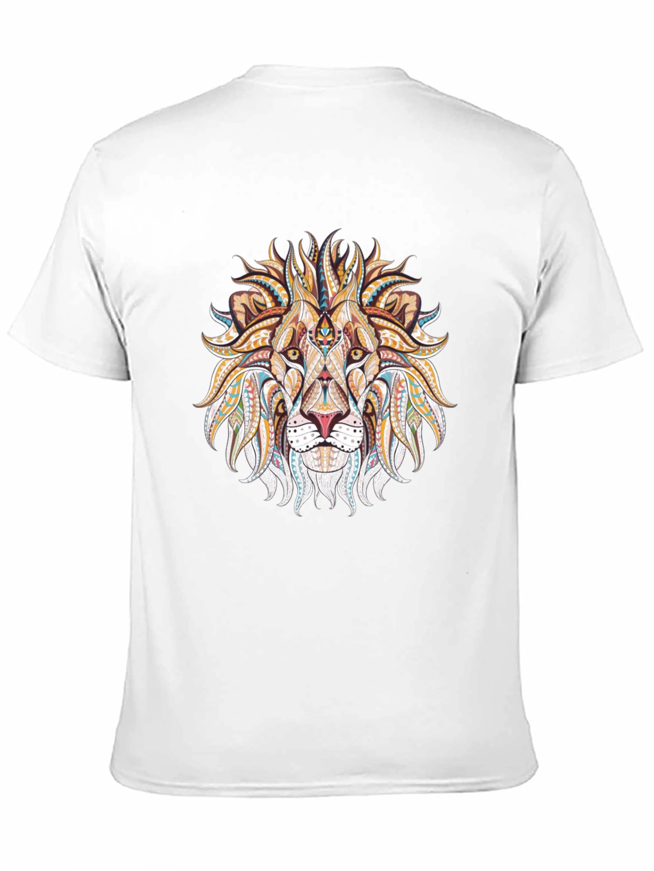 Lion Head Graphic Tee - Tribal Design Black T-Shirt