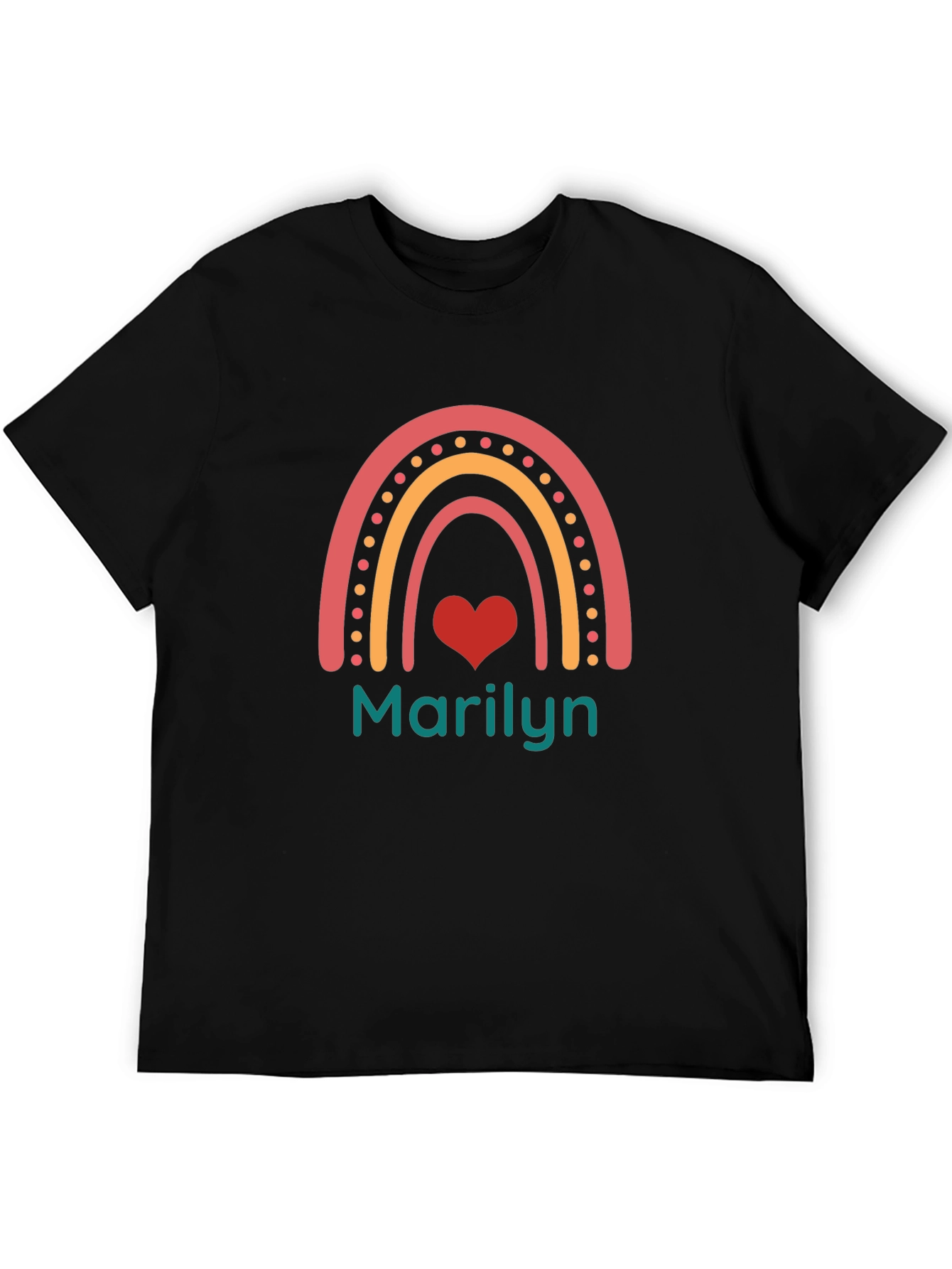 Marilyn Rainbow Heart T-Shirt - Custom Name Tee