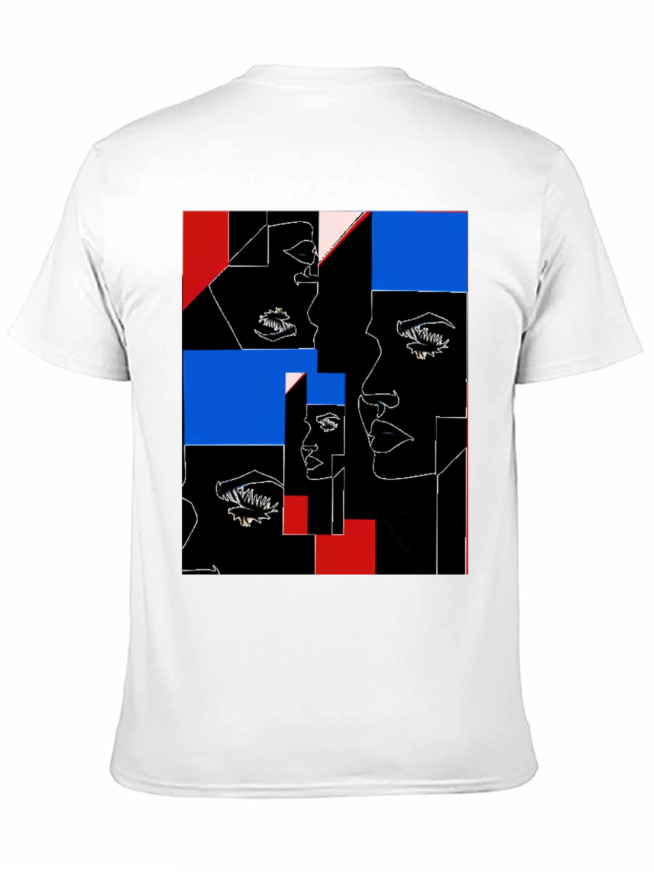 Abstract Faces Graphic Black T-Shirt
