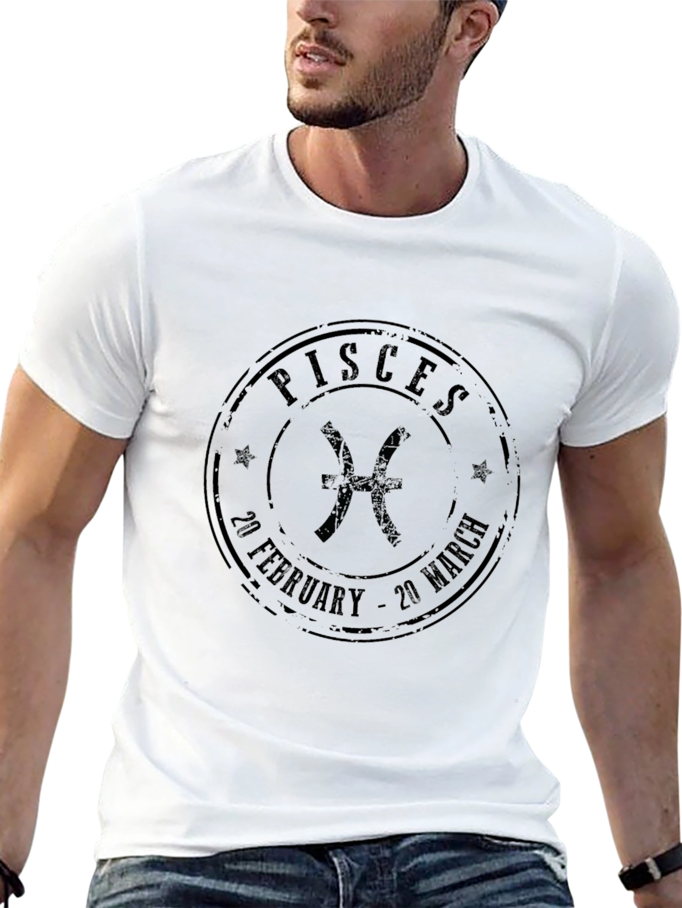 Pisces Zodiac Black Graphic T-Shirt