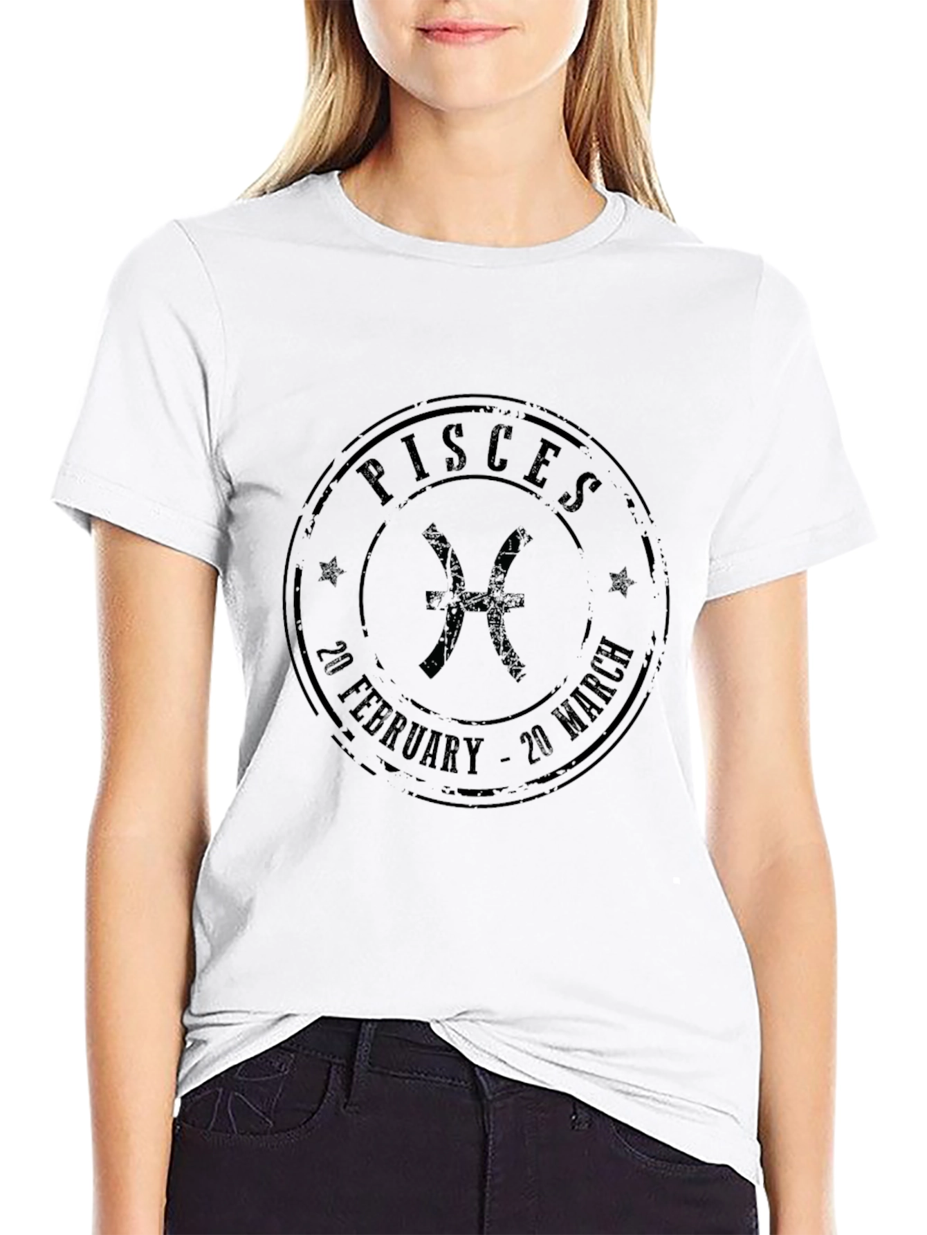 Pisces Zodiac Black Graphic T-Shirt