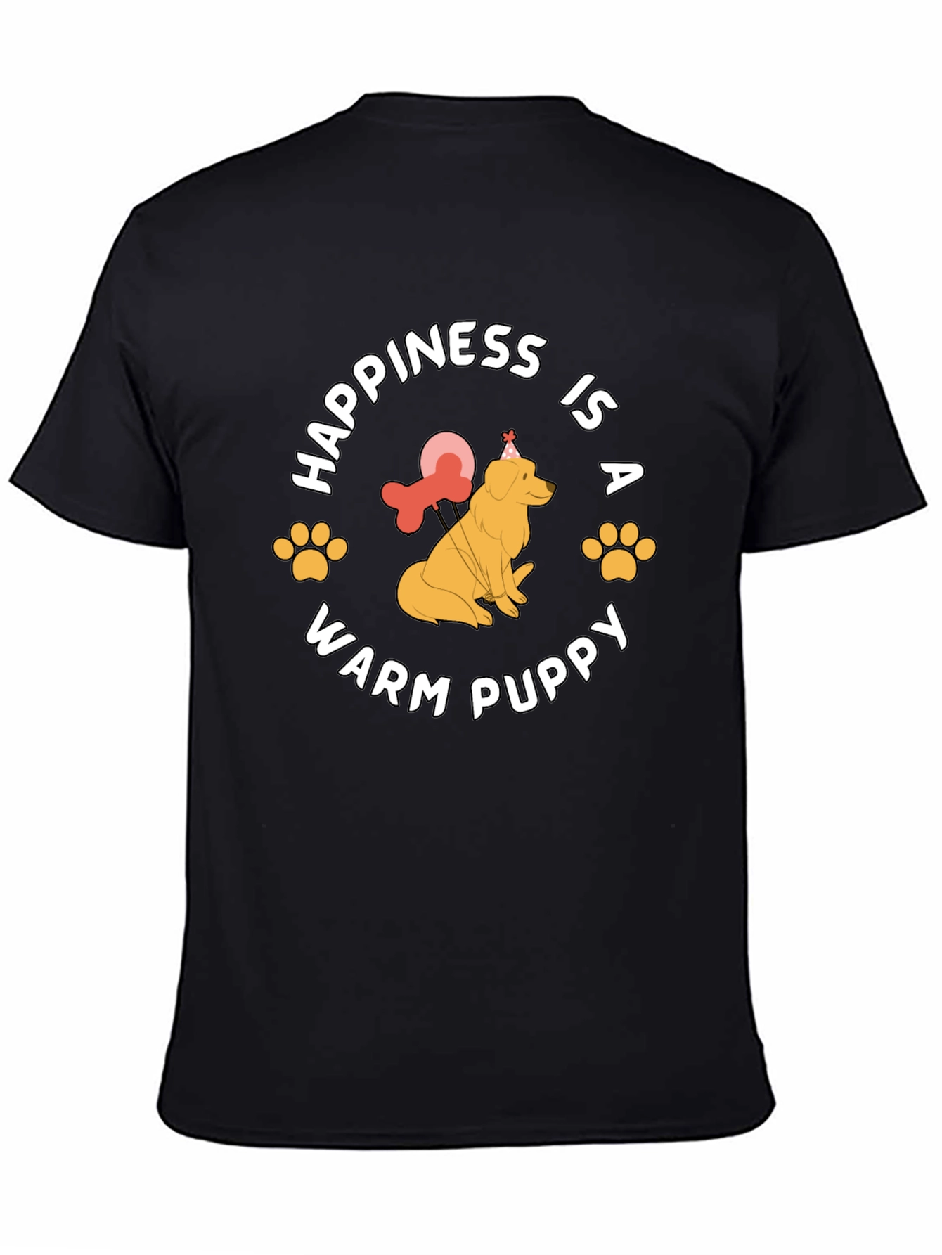 Happiness is a Warm Puppy Black T-Shirt