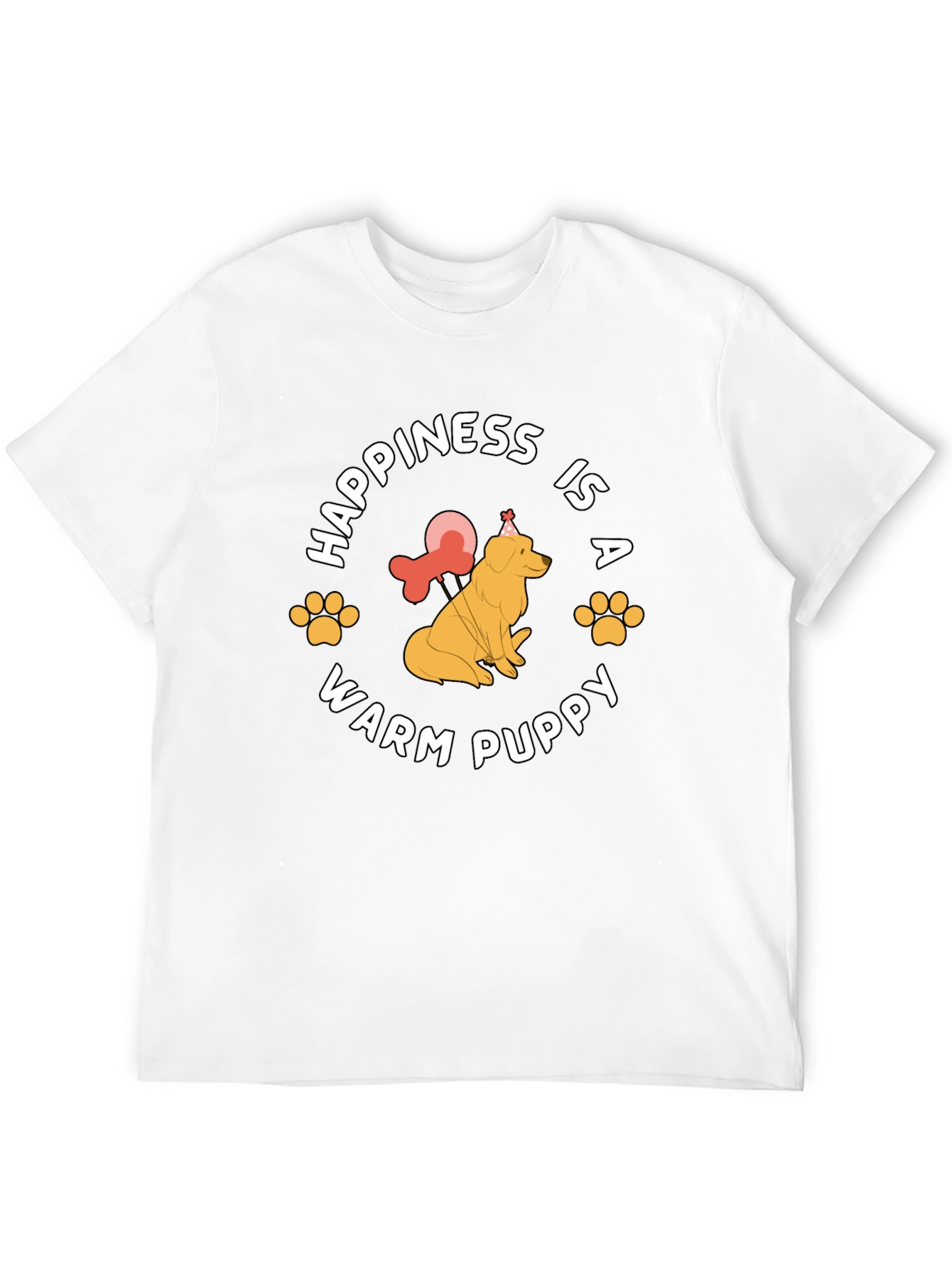 Happiness is a Warm Puppy Black T-Shirt
