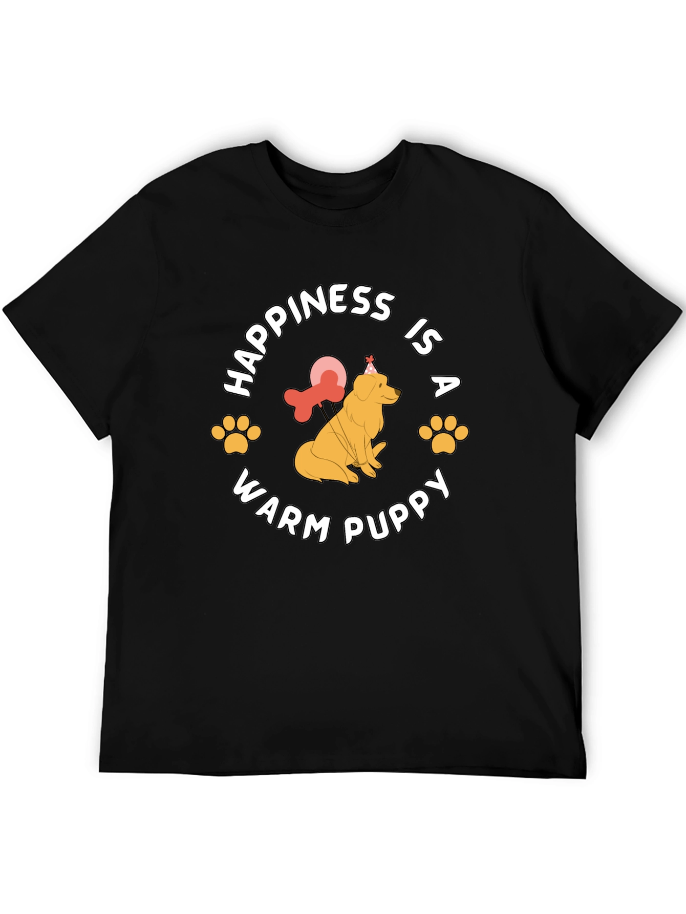 Happiness is a Warm Puppy Black T-Shirt