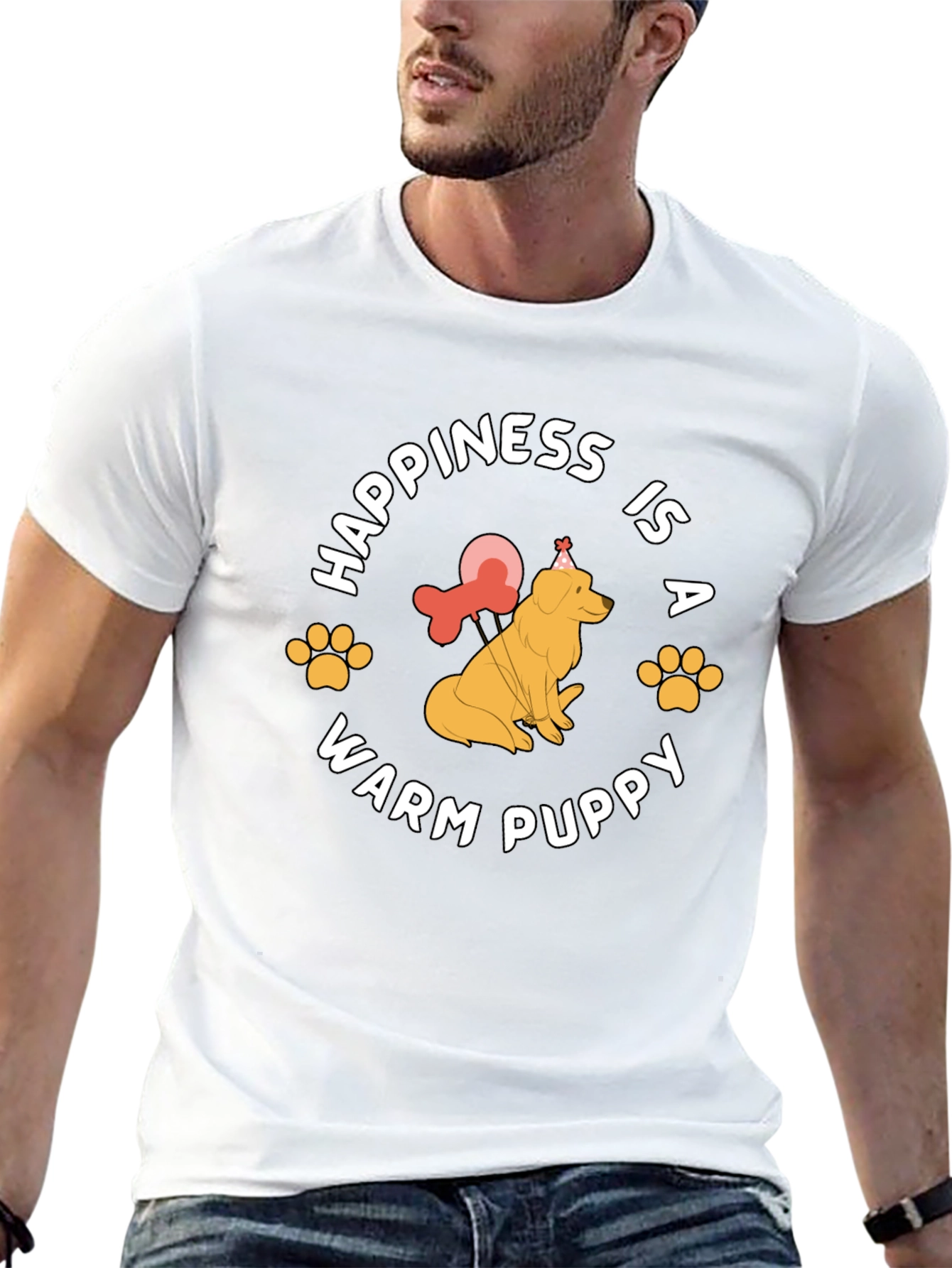 Happiness is a Warm Puppy Black T-Shirt
