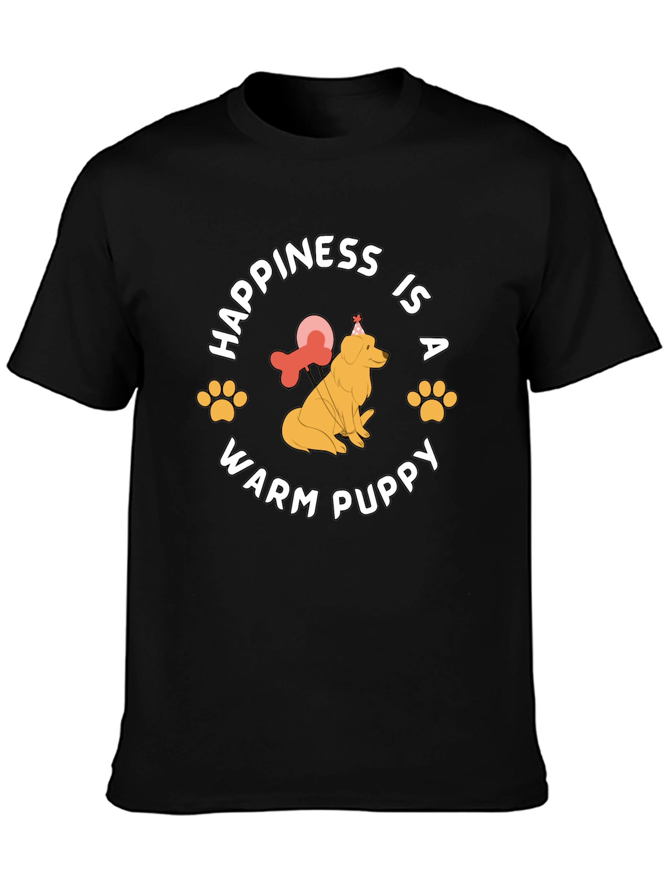 Happiness is a Warm Puppy Black T-Shirt