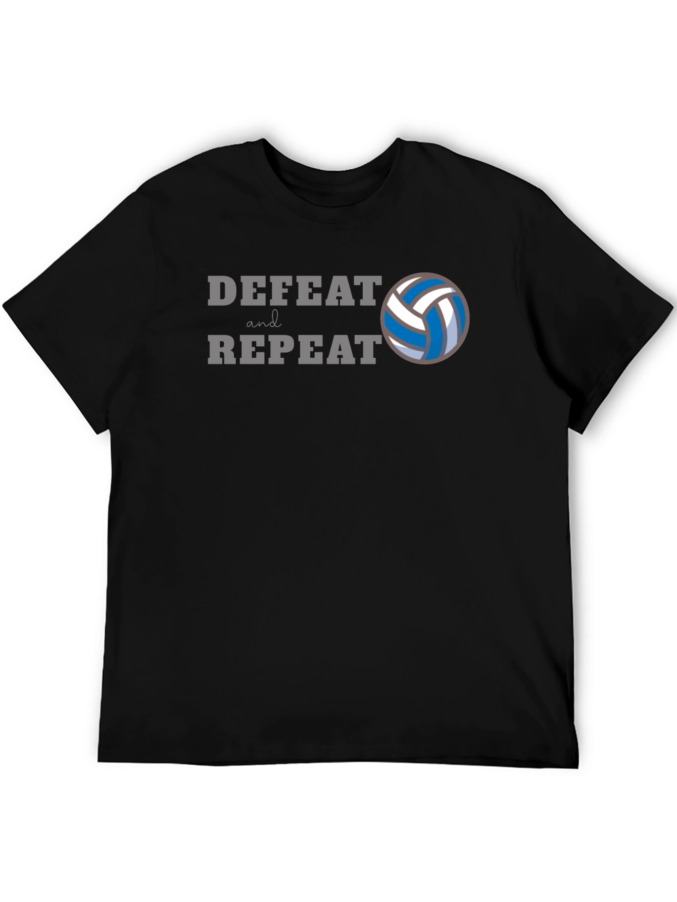 Volleyball Defeat and Repeat Black T-Shirt