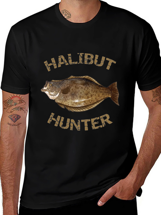 Halibut Hunter Black T-Shirt: Fishing Apparel