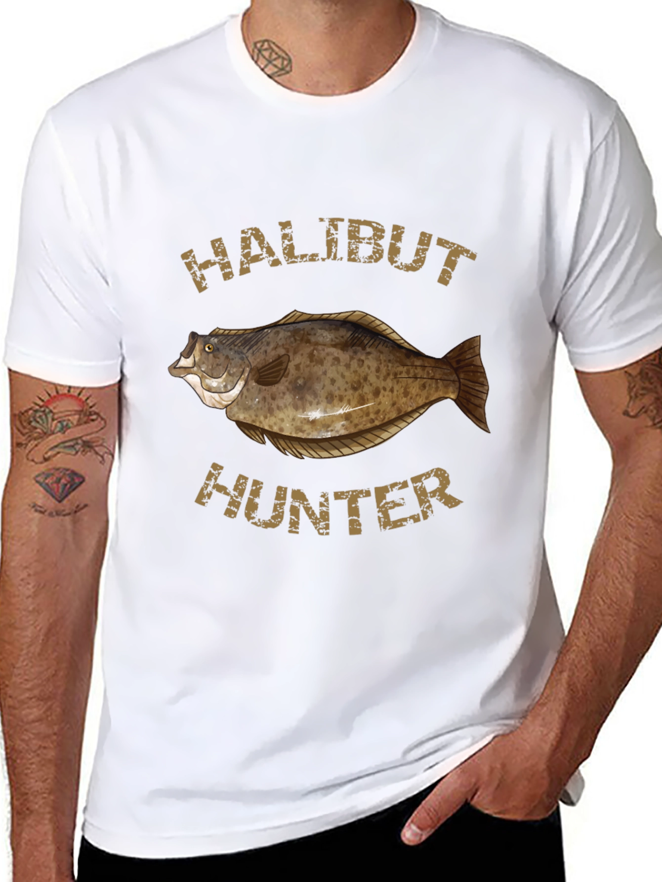 Halibut Hunter Black T-Shirt: Fishing Apparel