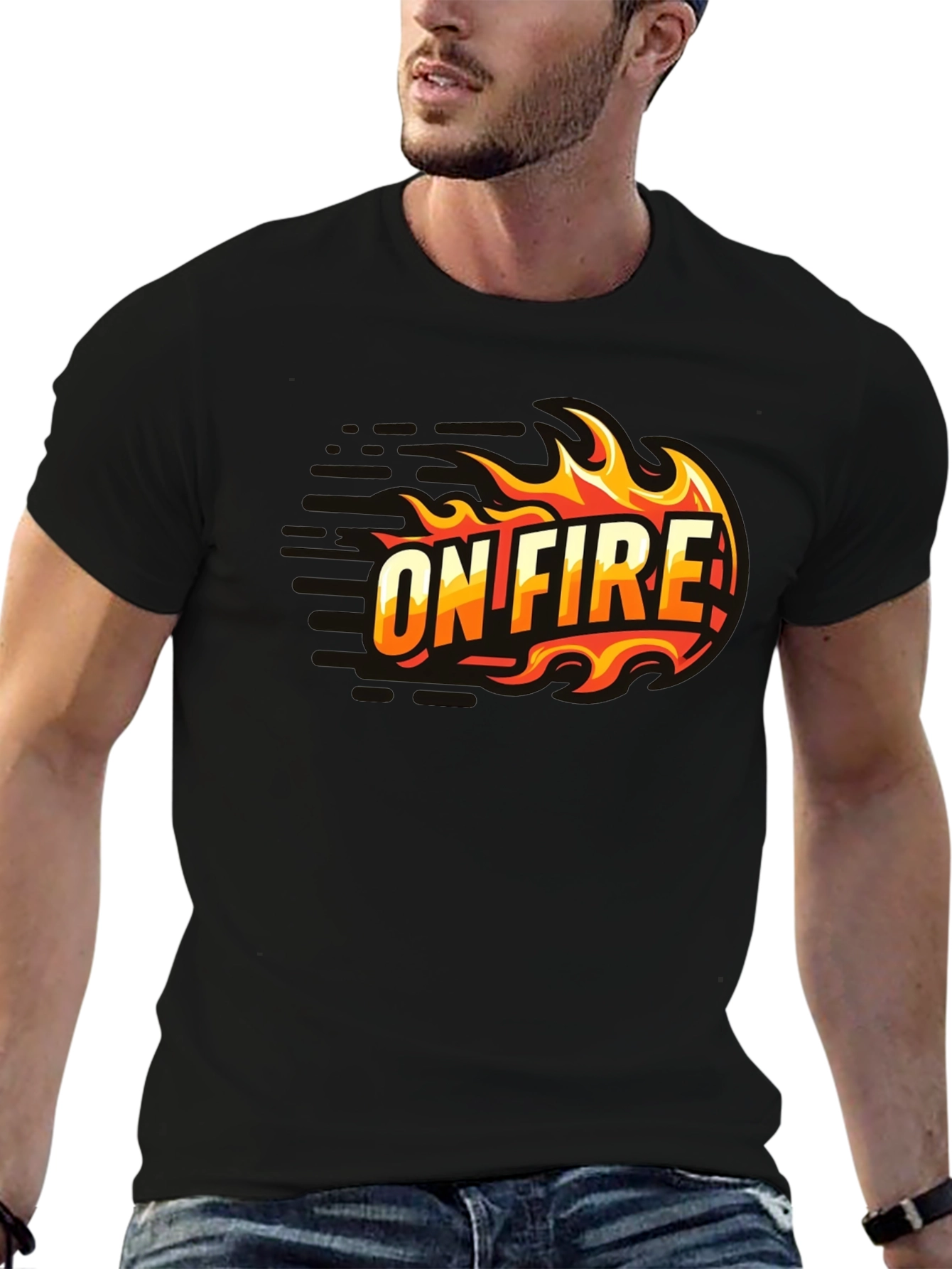 On Fire Graphic T-Shirt - Black Cotton Tee