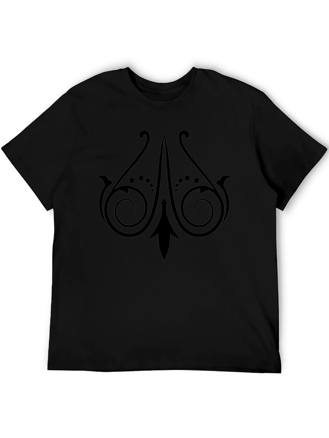 Black Tee with Ornate Scroll Design