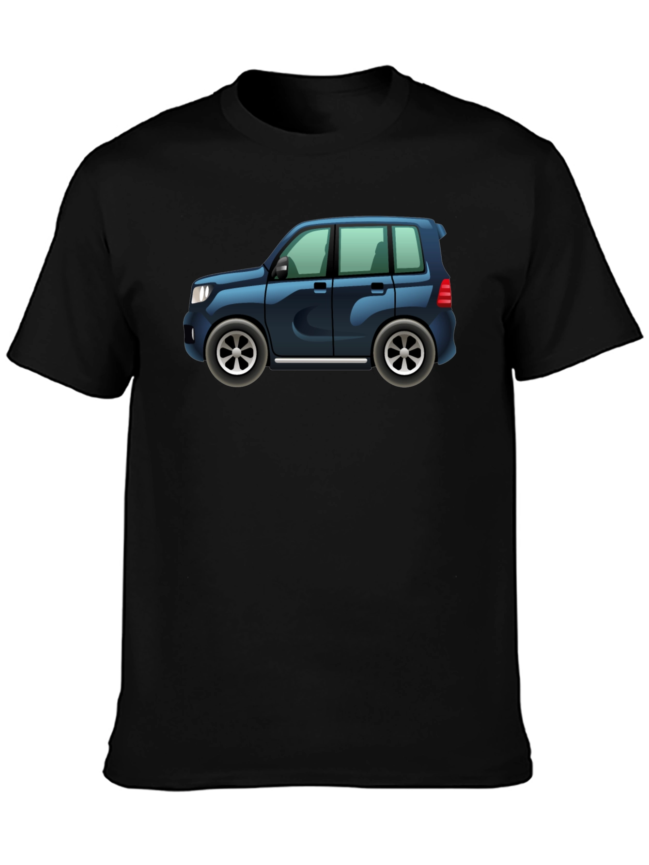Cartoon Car Graphic Tee - Black Cotton Casual Shirt