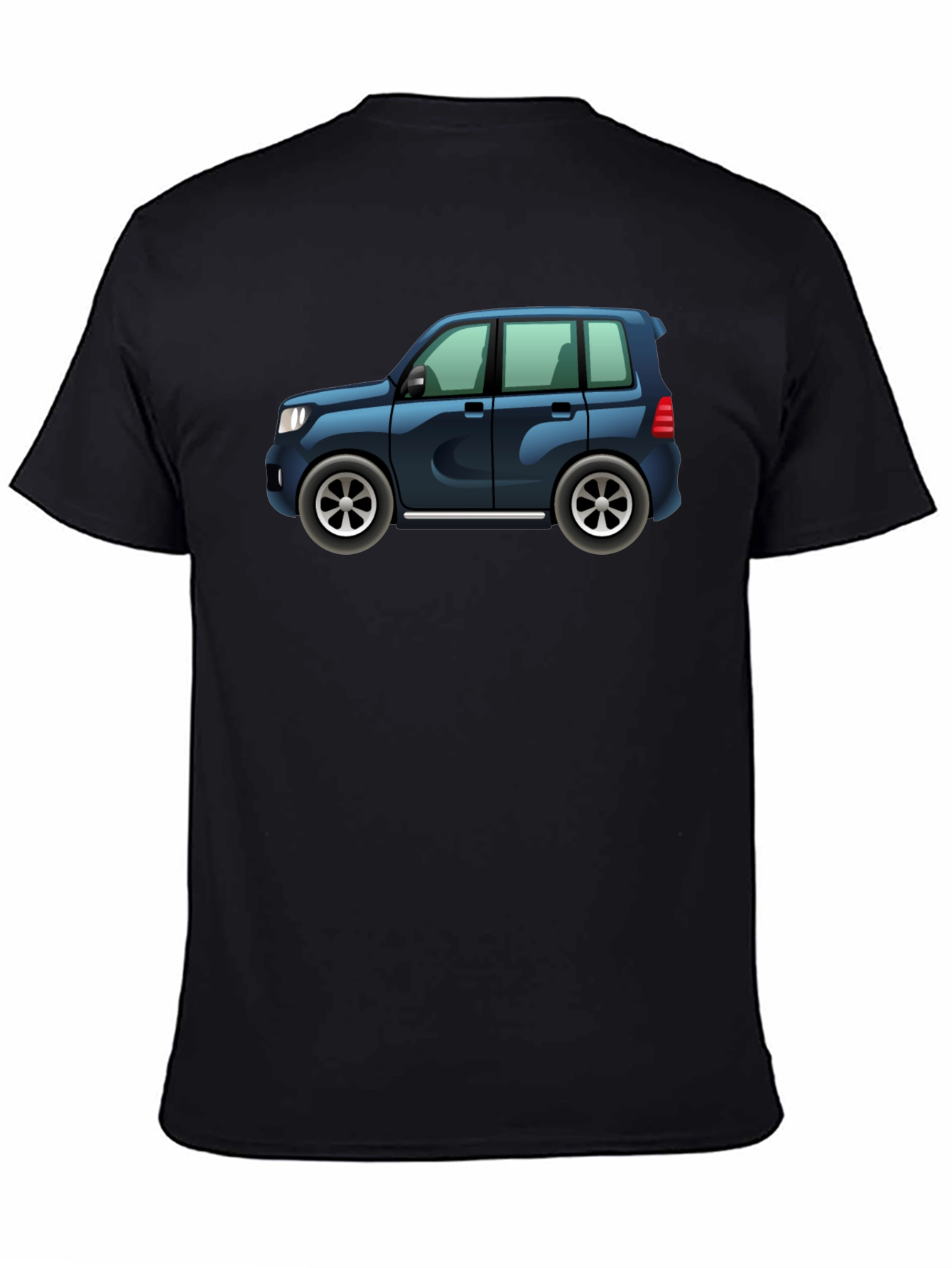Cartoon Car Graphic Tee - Black Cotton Casual Shirt