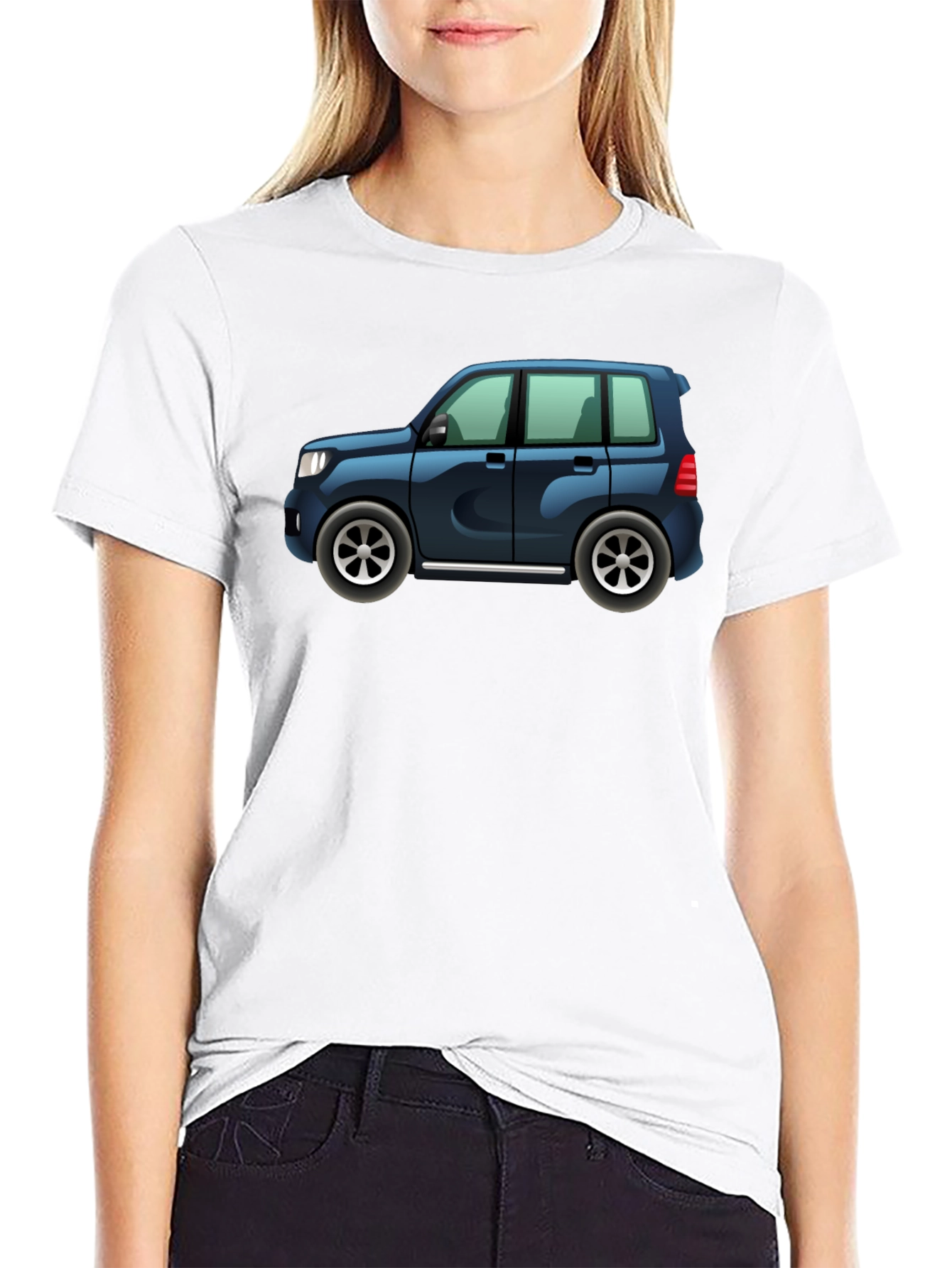 Cartoon Car Graphic Tee - Black Cotton Casual Shirt