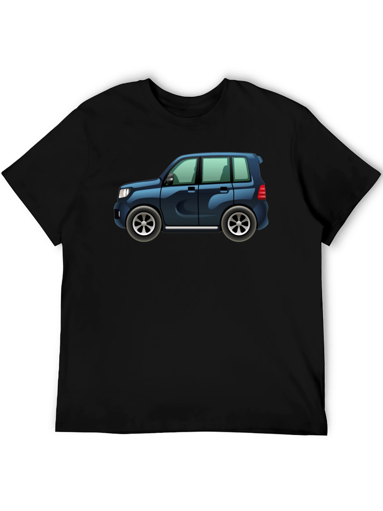 Cartoon Car Graphic Tee - Black Cotton Casual Shirt