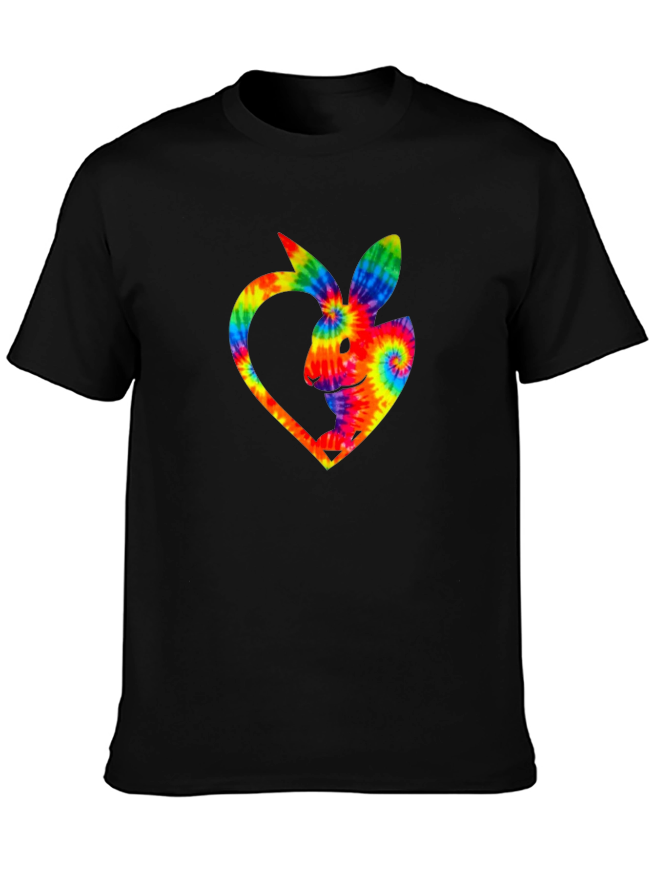 Rainbow Tie-Dye Bunny Heart T-Shirt