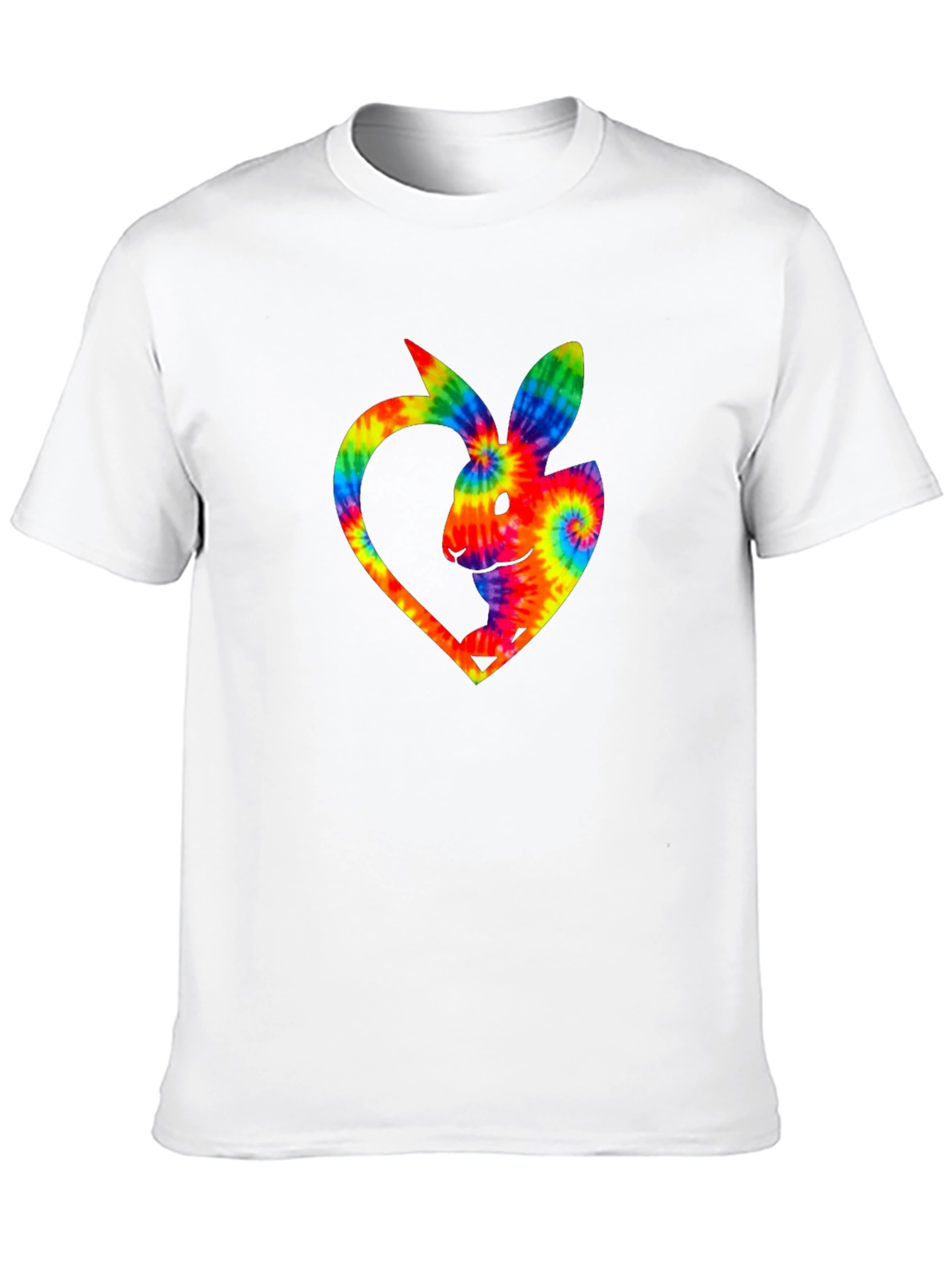 Rainbow Tie-Dye Bunny Heart T-Shirt