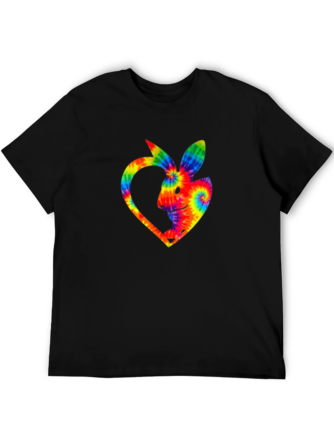 Rainbow Tie-Dye Bunny Heart T-Shirt