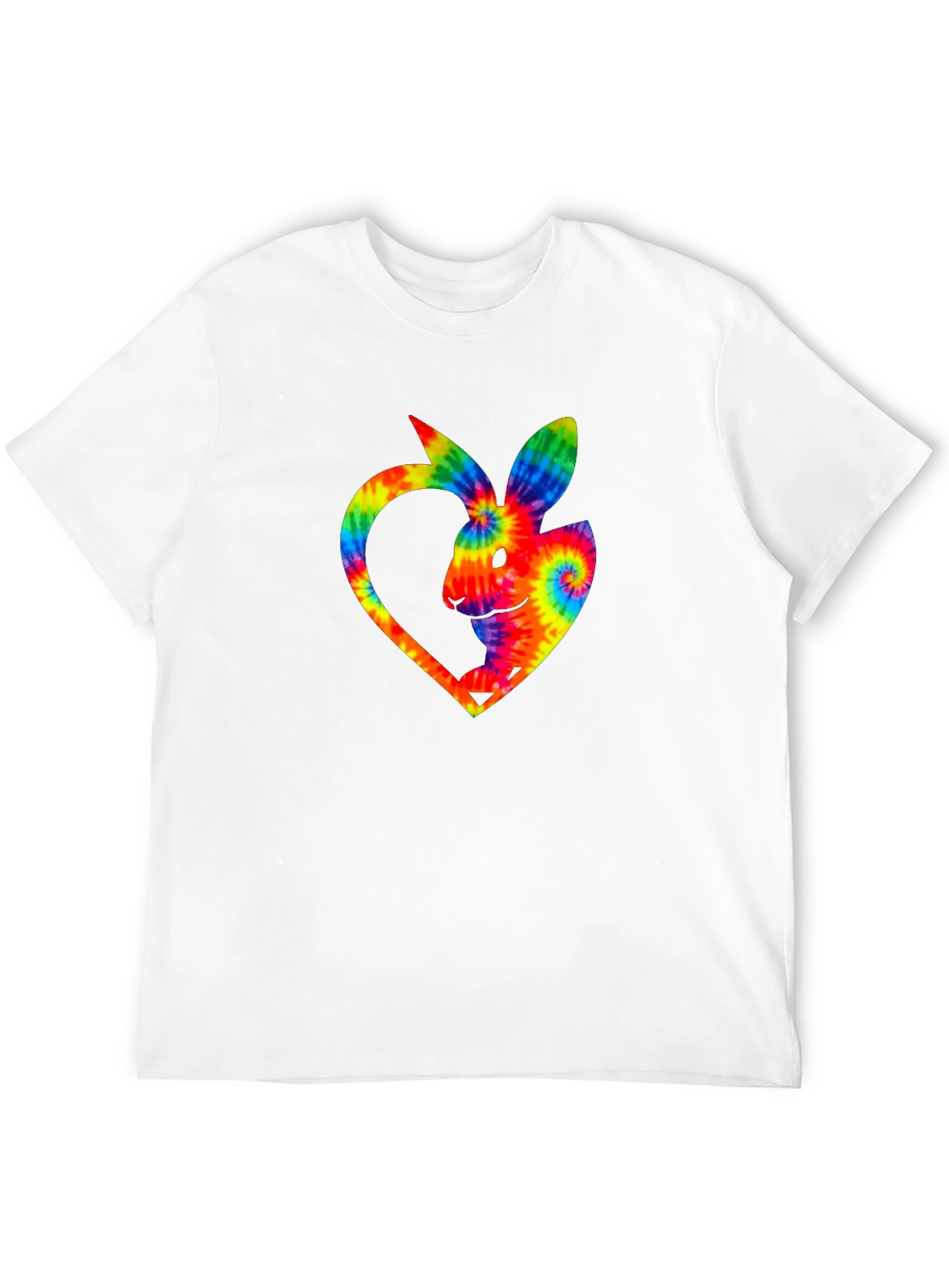 Rainbow Tie-Dye Bunny Heart T-Shirt