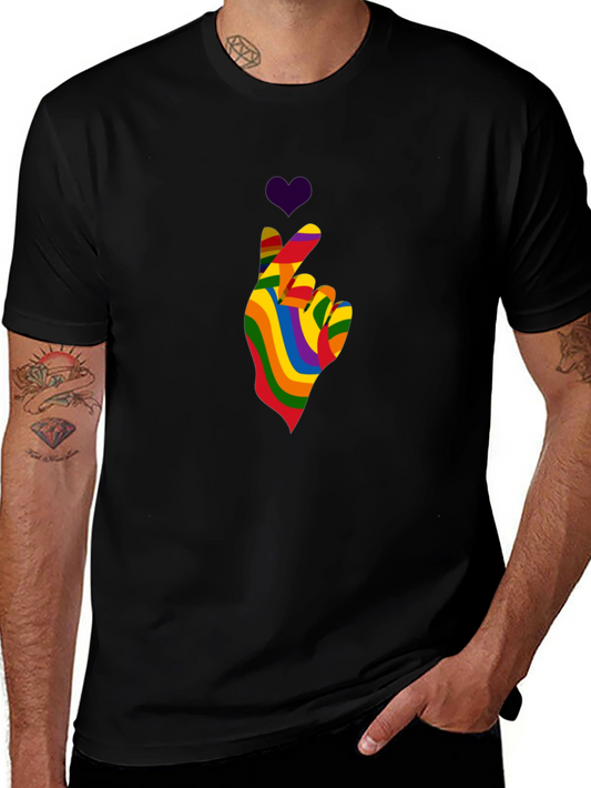 Rainbow Heart Hand Gesture Tee - Pride Love T-Shirt