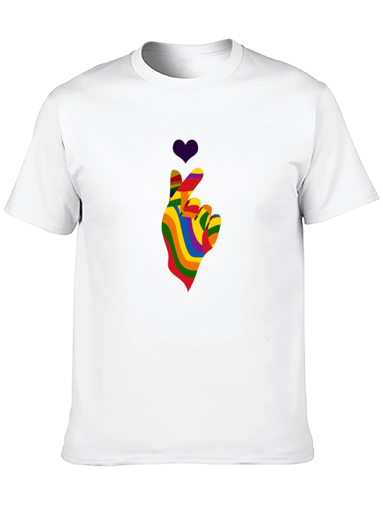 Rainbow Heart Hand Gesture Tee - Pride Love T-Shirt