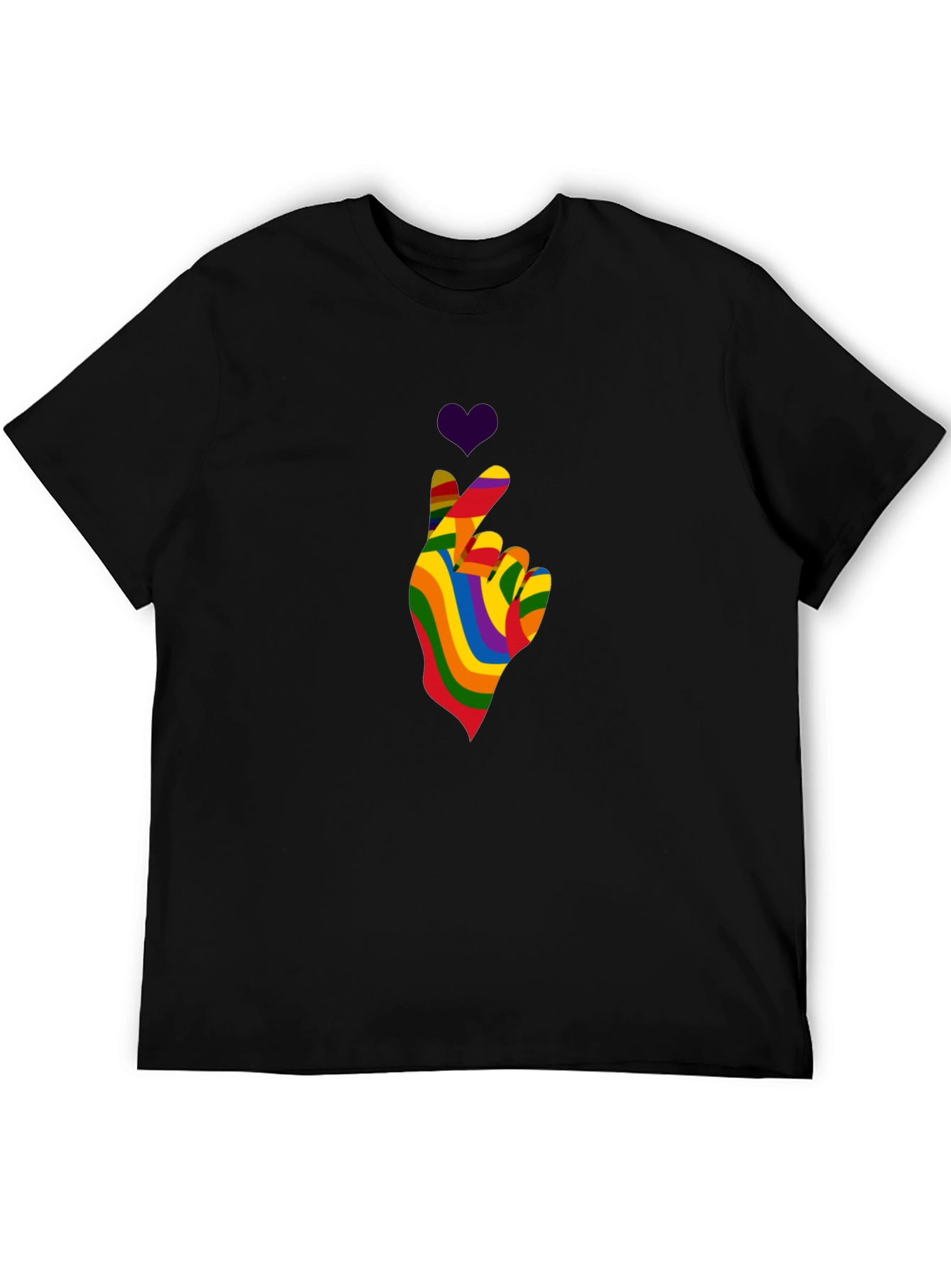 Rainbow Heart Hand Gesture Tee - Pride Love T-Shirt
