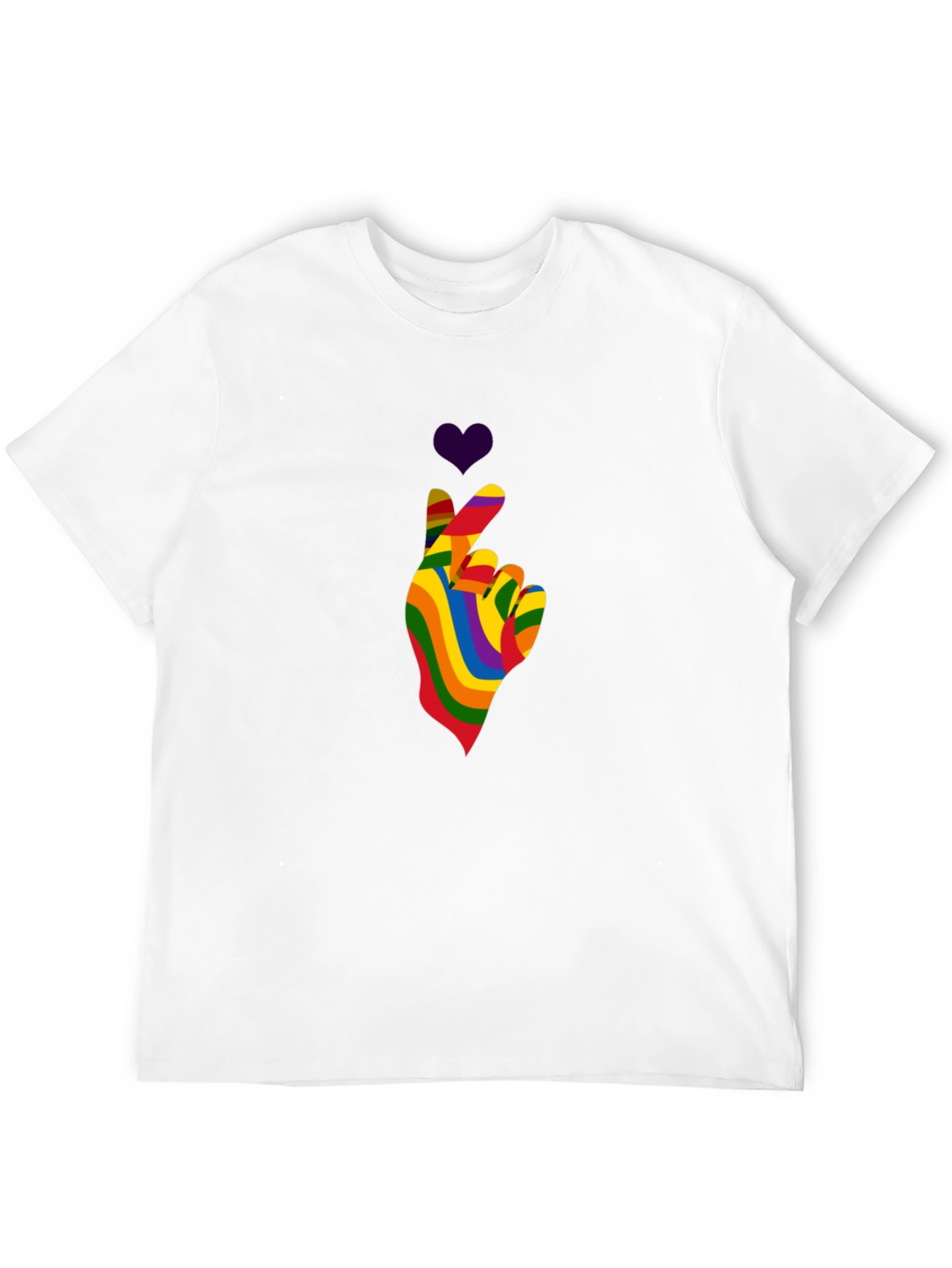 Rainbow Heart Hand Gesture Tee - Pride Love T-Shirt