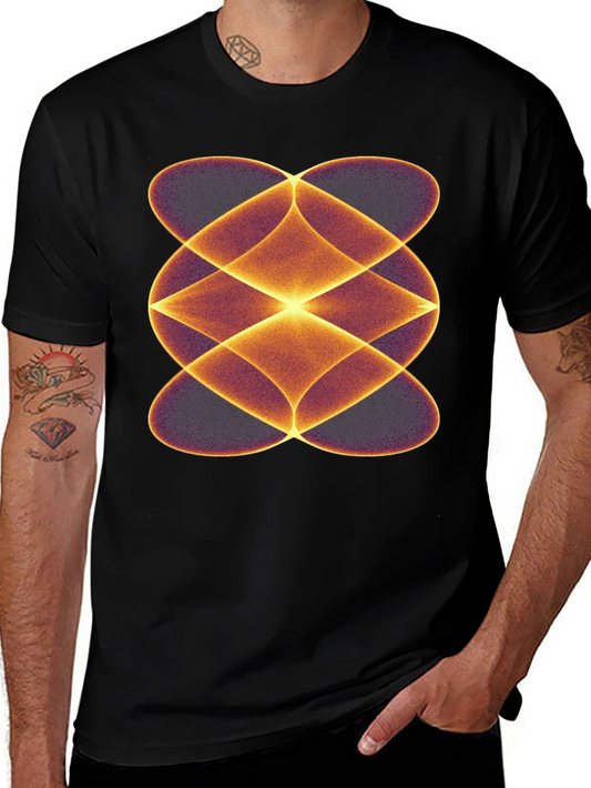 Geometric Optical Illusion Graphic Tee - Soft Black Cotton T-Shirt